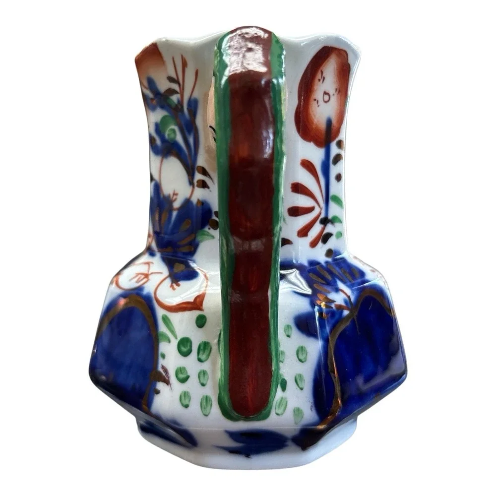Early Gaudy Ironstone Pitcher With Unusual Handle - Ex. cond.